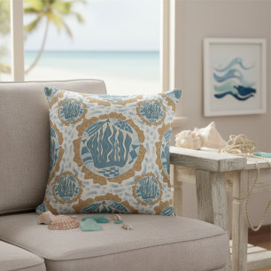Cojín Decorativo Decoración de Casa de Playa con Peces Ocultos