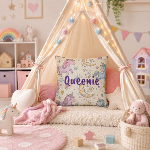 Cojín Decorativo Decoración de Dormitorio de Unicornio con Nombre P