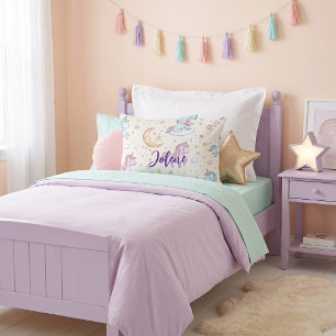 Cojín Decorativo Decoración de Dormitorio de Unicornio con Nombre P