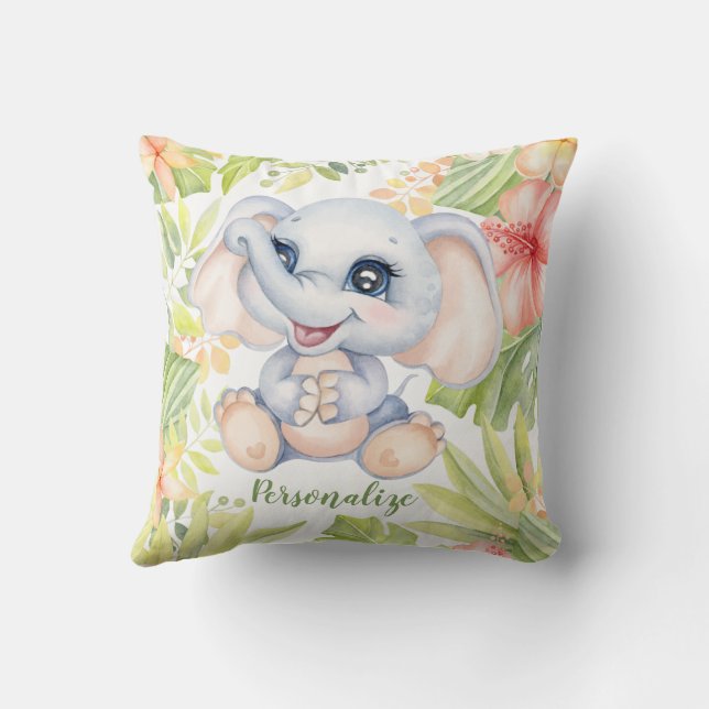 Cojín Decorativo Decoración de elefante infantil lindo (Reverso)