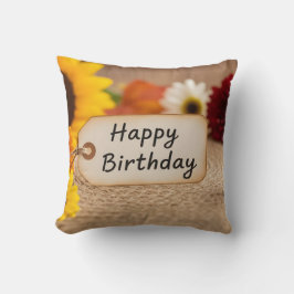 Cojín Decorativo Decoración de flores para etiqueta de cumpleaños