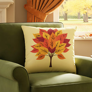 Cojín Decorativo Decoración de granja para otoño con diseño de árbo