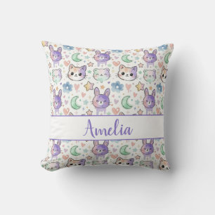 Cojín Decorativo Decoración de guardería acuarela pastel kawaii ani