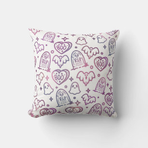 Cojín Decorativo Decoración de Halloween Fantasma Rosa Purpura de M