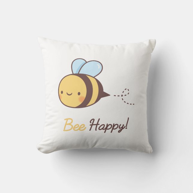 Cojín Decorativo Decoración De La Habitación Cute Bee Happy Doodle (Anverso)