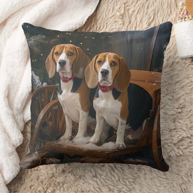 Cojín Decorativo Decoración de los Navidades Beagle Snowy Sleigh (Manta)
