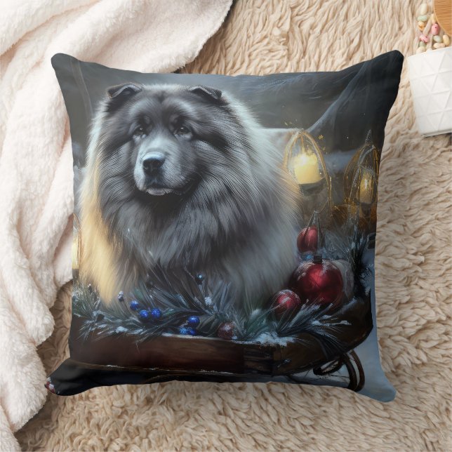 Cojín Decorativo Decoración de los Navidades Keeshond Snowy Sleigh (Manta)