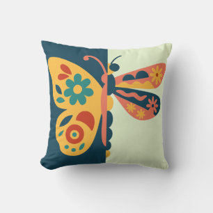 Cojín Decorativo Decoración de mariposa colorida con elementos flor
