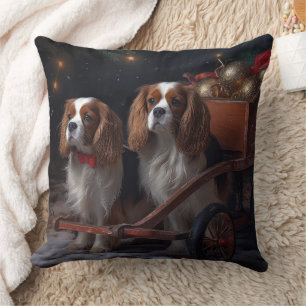 Cojín Decorativo Decoración de Navidad de Cavalier King Snowy Sleig