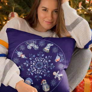 Cojín Decorativo Decoración de Navidades chinas azules