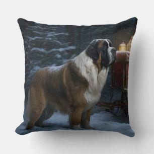 Cojín Decorativo Decoración de Navidades de Saint Bernard Snowy Sle