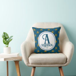 Cojín Decorativo Decoración del hogar con monograma de estrella Nom