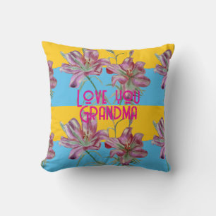 Cojín Decorativo Decoración del nombre de la abuela con lirios de L