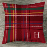 Cojín Decorativo Decoración en monograma de Navidades de manjares r<br><div class="desc">La almohada es un lugar perfecto para las vacaciones, gracias a su revestimiento rojo festivo con pomos de marina, verde, amarillo y blanco. Añadir un toque monogramado personalizado con una inicial. Esta almohada de Navidades hace un gran regalo - para usted o para otros! Ideal para recién casados, anfitriones, familia...</div>