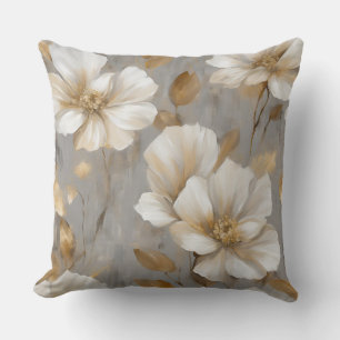 Cojín Decorativo Decoración floral gris dorada blanca para el hogar