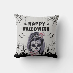 Cojín Decorativo Decoración Floral Skull Halloween