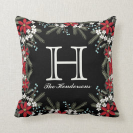 Cojín Decorativo Decoración floral temática de vacaciones monograma