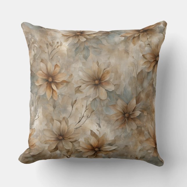 Cojín Decorativo Decoración floral terrosa (Anverso)
