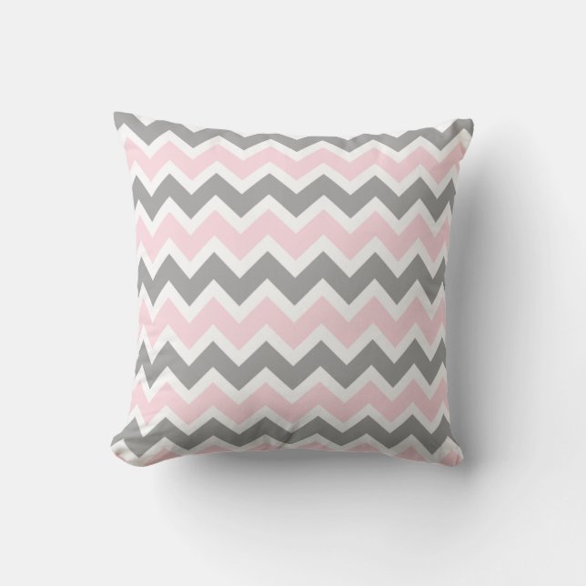 Cojín Decorativo Decoración moderna rosa y gris Chevron sofá almoha (Anverso)