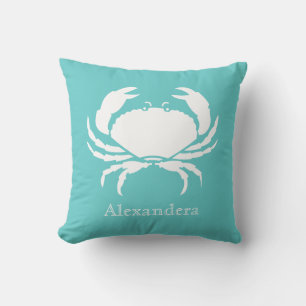 Cojín Decorativo Decoración náutica de temática oceánica verde azul