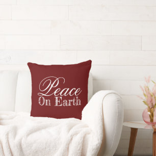 Cojín Decorativo Decoración Navideña Roja Minimalista Moderna Paz e