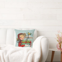 Cojín Decorativo Decoración retro vintage de la señora de las compr