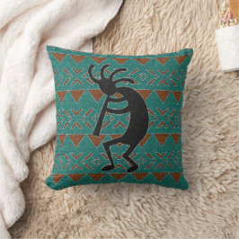 Cojín Decorativo Decoración turquesa del suroeste de Kokopelli