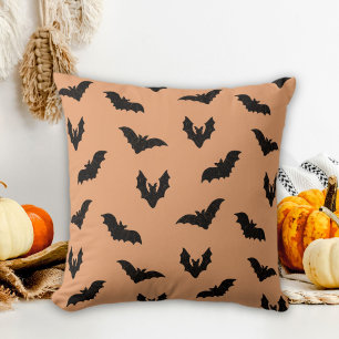 Cojín Decorativo Decoración Vintage de Halloween de Murciélagos Neg