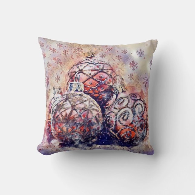 Cojín Decorativo Decoraciones navideñas antiguas Ornamentos Arte mu (Anverso)