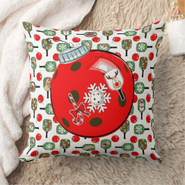 Cojín Decorativo Decoraciones Navideñas de Pickleball Joy