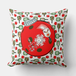 Cojín Decorativo Decoraciones Navideñas de Pickleball Joy