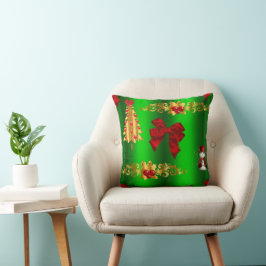 Cojín Decorativo Decoraciones navideñas sobre el verde