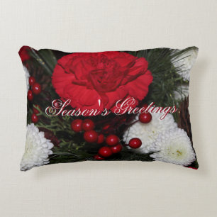 Cojín Decorativo Decorador del hogar de Navidades florales rojas