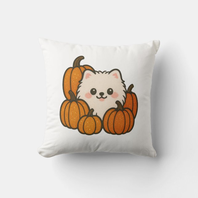 Cojín Decorativo Decoratief Kussen – Schattige Pompoen Pomeranian  (Anverso)