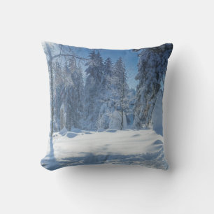 Cojín Decorativo Decorativa Nieve Azul y Blanca Bola Feliz Navidad