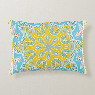 Cojín Decorativo Decorative colorful ornament on white background,
