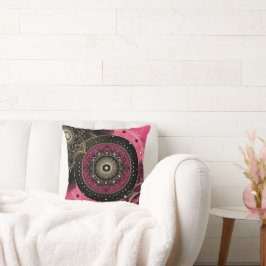 Cojín Decorativo Decorative Mandala Pink and Black Throw Cushion