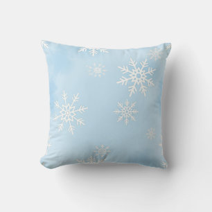 Cojín Decorativo Decorative Pillow with White Snowflakes on Blue Ba