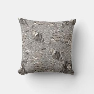 Cojín Decorativo Decorativo Color Gris Plateado Patrón Estrella Ele