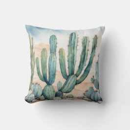 Cojín Decorativo Decorativo de cactus de color de agua de carácter