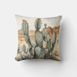 Cojín Decorativo Decorativo de color de agua del cactus del suroest