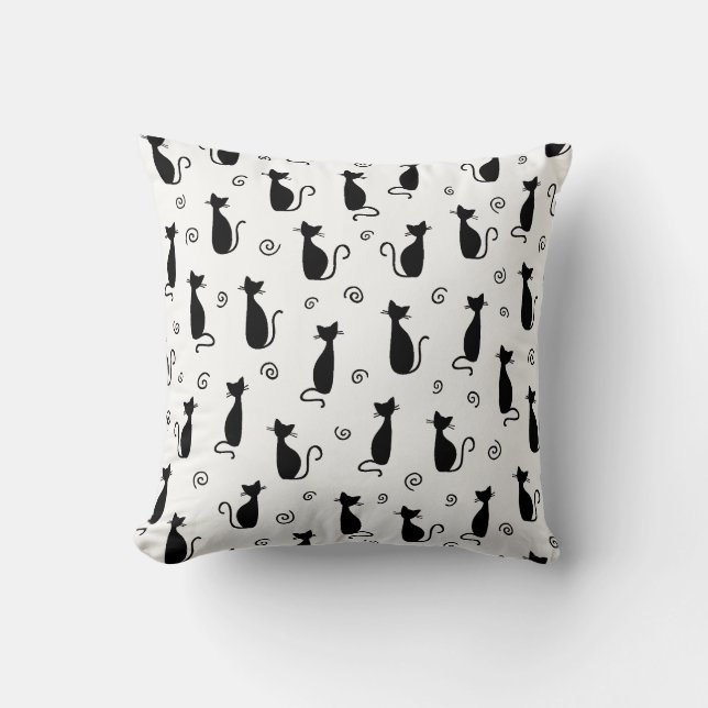 Cojín decorativo decorativo de gato negro (Anverso)