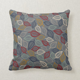 Cojín decorativo decorativo de hoja gris y azul