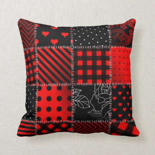 Cojín decorativo decorativo del remiendo rojo y
