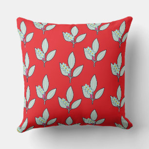 Cojín Decorativo Decorativo Hoja Floral Rojo