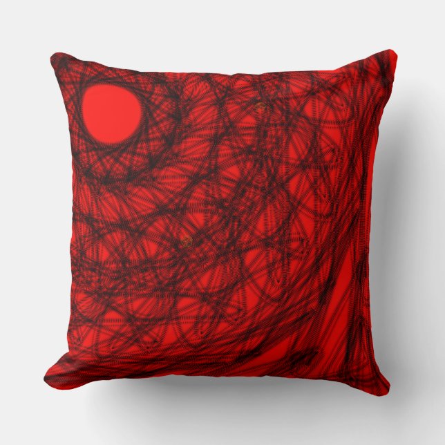 Cojín decorativo decorativo negro y rojo (Anverso)