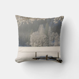 Cojín Decorativo Decorativo Nieve Azul y Blanco Bola Feliz Navidad