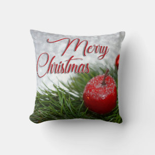 Cojín Decorativo Decorativo Nieve Azul y Blanco Bola Feliz Navidad