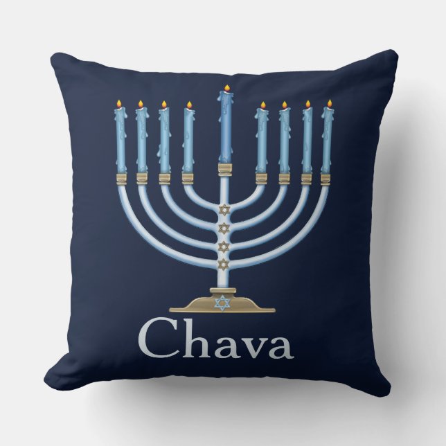 Cojín decorativo decorativo personalizado Menorah (Anverso)