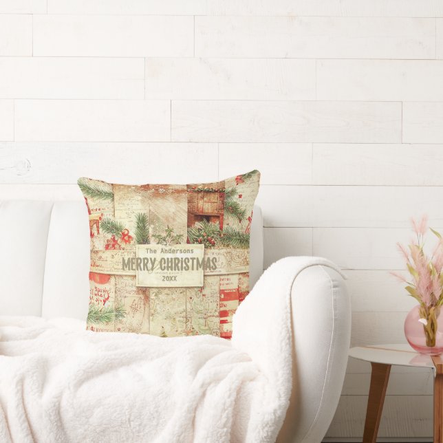 Cojín Decorativo Decorativo retro Feliz Navidad (Sofá)